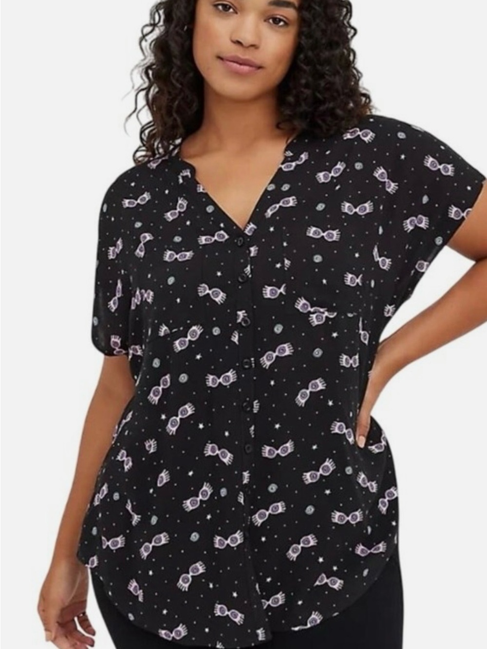 Torrid 1 (14/16) Harry Potter Luna Lovegood Button Up Challis Top Shirt - Picture 8 of 9